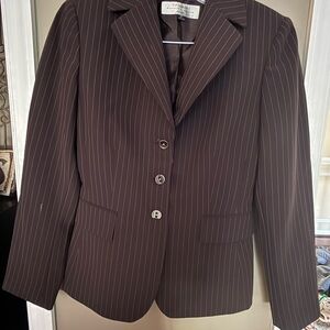 Tahari ASL Chocolate Brown Pinstripe Women's Blazer